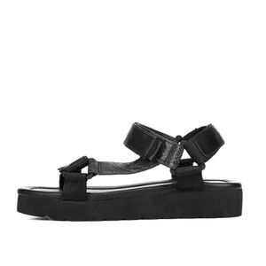 VINCE Leather Carver Platform Sandal Black